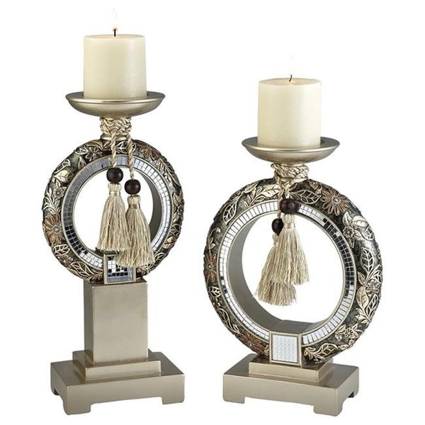 Omg 12 - 14 in. Chrysanthemum Candleholder Set OM666798